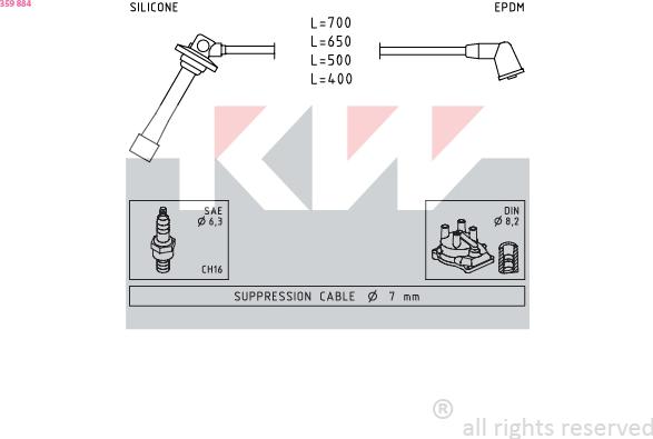 KW 359 884 - Комплект проводів запалювання avtolavka.club