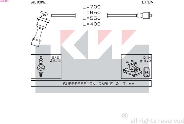 KW 360 401 - Комплект проводів запалювання avtolavka.club