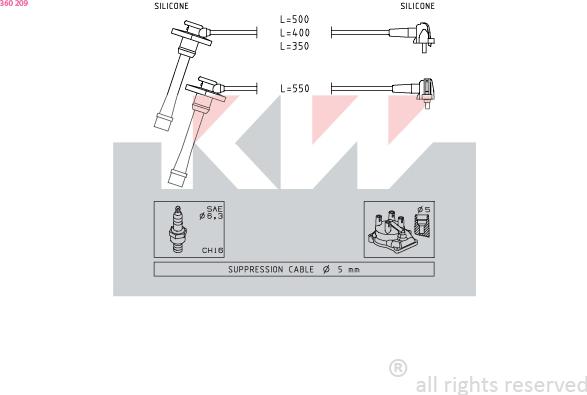 KW 360 209 - Комплект проводів запалювання avtolavka.club