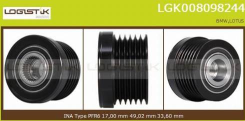 LGK LGK008098244 - Ремінний шків, генератор avtolavka.club