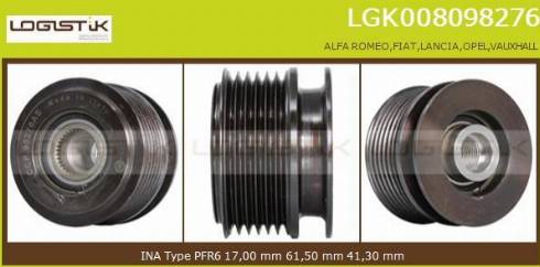 LGK LGK008098276 - Ремінний шків, генератор avtolavka.club