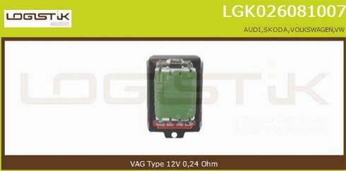 LGK LGK026081007 - Опір, реле, вентилятор салону avtolavka.club
