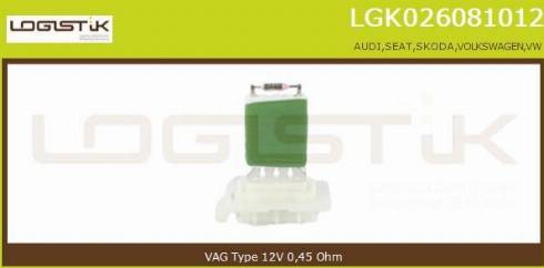 LGK LGK026081012 - Опір, реле, вентилятор салону avtolavka.club