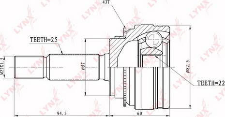 LYNXauto CO-3657A - Шарнірний комплект, ШРУС, приводний вал avtolavka.club