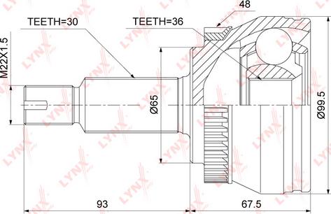 LYNXauto CO-3885A - Шарнірний комплект, ШРУС, приводний вал avtolavka.club