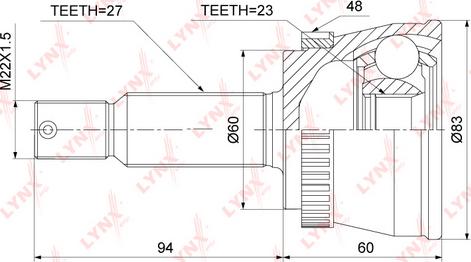 LYNXauto CO-3887A - Шарнірний комплект, ШРУС, приводний вал avtolavka.club