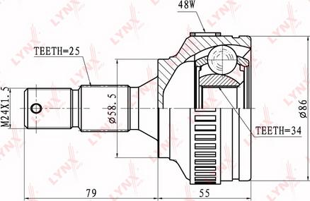 LYNXauto CO-2239A - Шарнірний комплект, ШРУС, приводний вал avtolavka.club