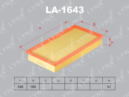 LYNXauto LA-1643 - Повітряний фільтр avtolavka.club