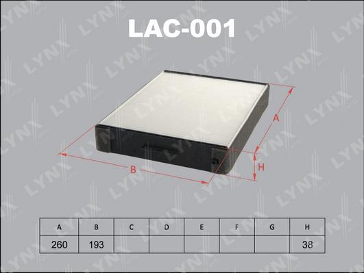 LYNXauto LAC-001 - Фільтр, повітря у внутрішній простір avtolavka.club