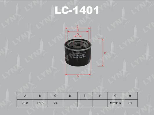 LYNXauto LC-1401 - Масляний фільтр avtolavka.club