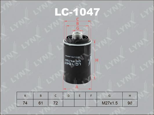 LYNXauto LC-1047 - Масляний фільтр avtolavka.club