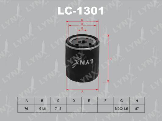 LYNXauto LC-1301 - Масляний фільтр avtolavka.club