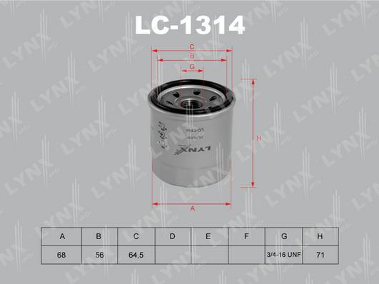LYNXauto LC-1314 - Масляний фільтр avtolavka.club