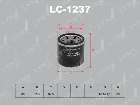 LYNXauto LC-1237 - Масляний фільтр avtolavka.club