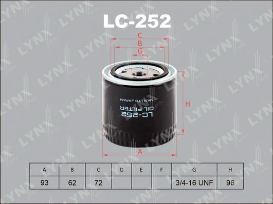 LYNXauto LC-252 - Масляний фільтр avtolavka.club