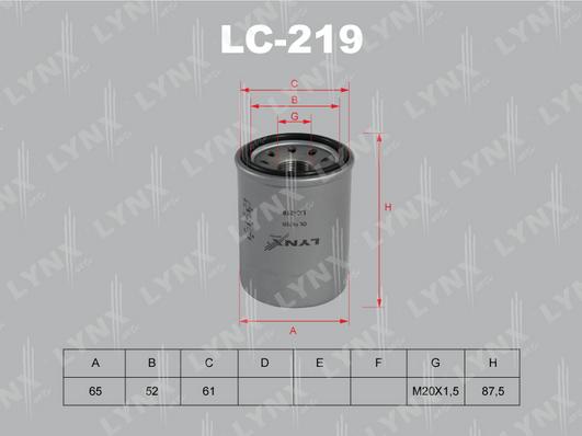 LYNXauto LC-219 - Масляний фільтр avtolavka.club