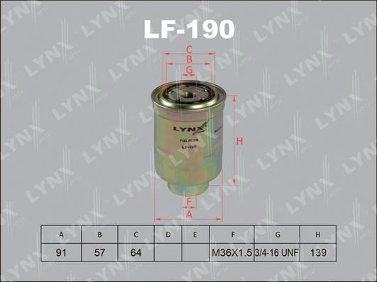 LYNXauto LF-190 - Паливний фільтр avtolavka.club