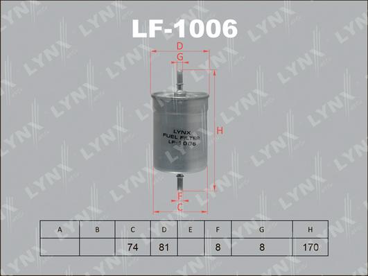LYNXauto LF-1006 - Паливний фільтр avtolavka.club