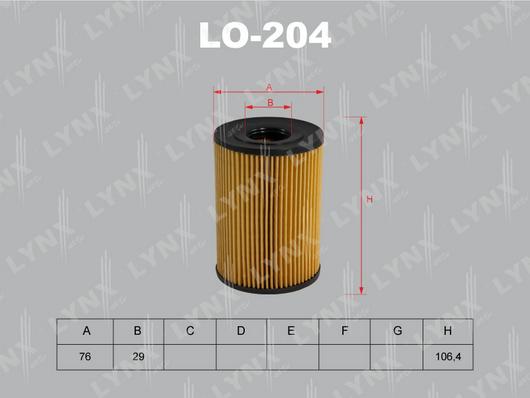 LYNXauto LO-204 - Масляний фільтр avtolavka.club
