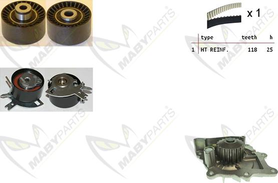 Mabyparts OBKWP0116 - Водяний насос + комплект зубчатого ременя avtolavka.club