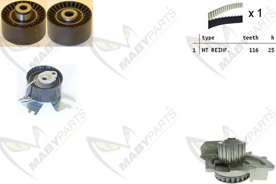 Mabyparts OBKWP0132 - Водяний насос + комплект зубчатого ременя avtolavka.club