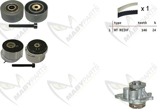 Mabyparts OBKWP0124 - Водяний насос + комплект зубчатого ременя avtolavka.club