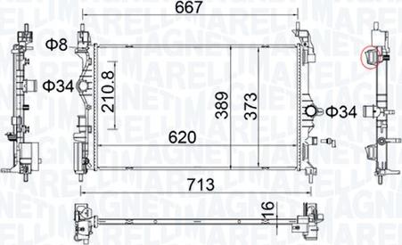 Magneti Marelli 350213206900 - Радіатор, охолодження двигуна avtolavka.club