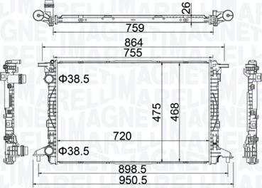 Magneti Marelli 350213208900 - Радіатор, охолодження двигуна avtolavka.club