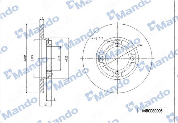 Mando MBC030005 - Гальмівний диск avtolavka.club