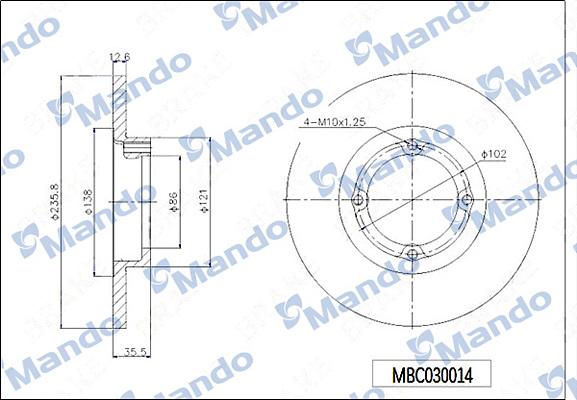 Mando MBC030014 - Гальмівний диск avtolavka.club