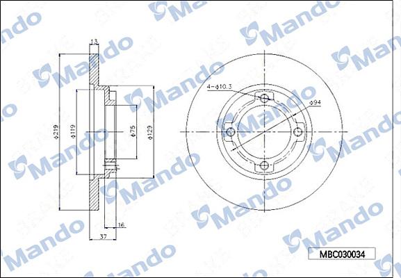 Mando MBC030034 - Гальмівний диск avtolavka.club