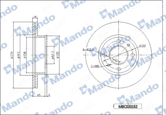 Mando MBC030153 - Гальмівний диск avtolavka.club