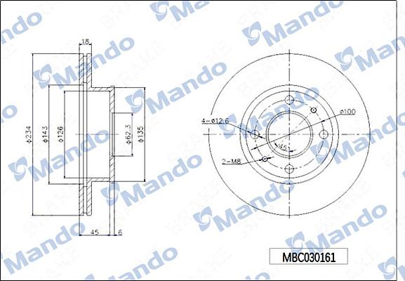 Mando MBC030161 - Гальмівний диск avtolavka.club