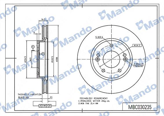 Mando MBC030235 - Гальмівний диск avtolavka.club