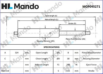 Mando MOP045271 - Газова пружина, кришка багажник avtolavka.club