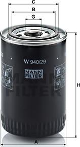 Mann-Filter W940/29 - Масляний фільтр avtolavka.club