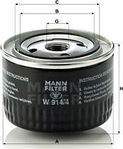 Mann-Filter W 914/4 - Масляний фільтр avtolavka.club