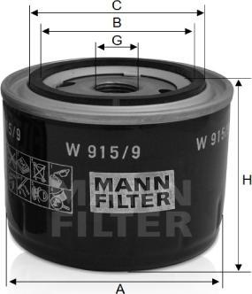 Mann-Filter W 915/9 - Масляний фільтр avtolavka.club