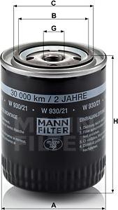 Mann-Filter W 930/21 - Масляний фільтр avtolavka.club