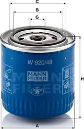 Mann-Filter W 920/48 - Масляний фільтр avtolavka.club