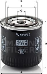 Mann-Filter W 920/14 - Масляний фільтр avtolavka.club