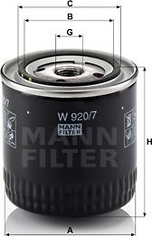 Mann-Filter W 920/7 y - Масляний фільтр avtolavka.club