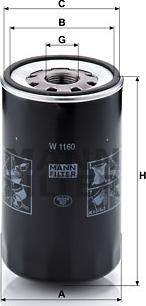 Mann-Filter W 1160 - Масляний фільтр avtolavka.club