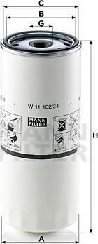 Mann-Filter W 11 102/34 - Масляний фільтр avtolavka.club
