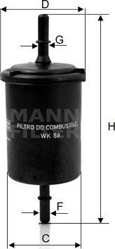 Mann-Filter WK 58 - Паливний фільтр avtolavka.club