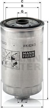 Mann-Filter WK 824/3 - Паливний фільтр avtolavka.club
