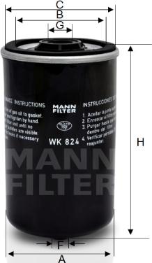 Mann-Filter WK 824 - Паливний фільтр avtolavka.club
