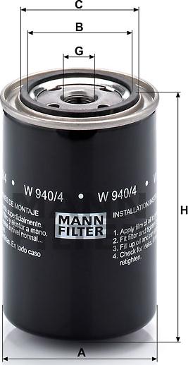 Mann-Filter WP 940/4 - Масляний фільтр avtolavka.club