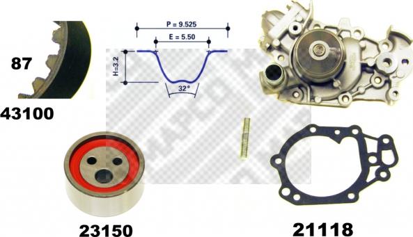 Mapco 41100 - Водяний насос + комплект зубчатого ременя avtolavka.club