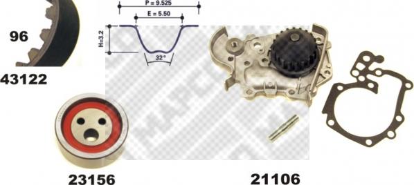 Mapco 41122/1 - Водяний насос + комплект зубчатого ременя avtolavka.club